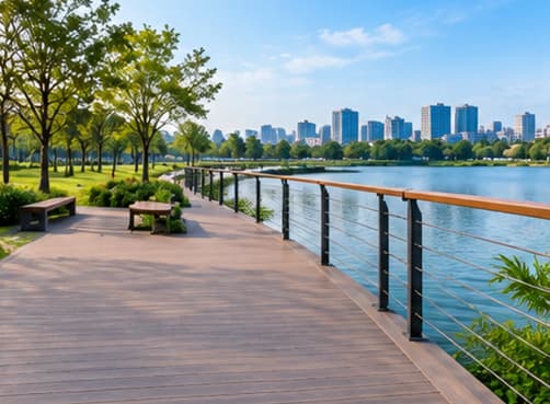 Weathered Smoke Gray WPC Composite Decking Board for Public Parks