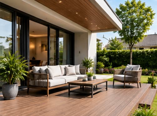 Cedar Light Wood Grain WPC Composite Decking Board for Residential Patio