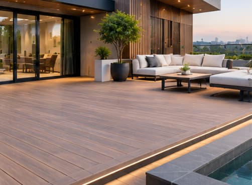 Redwood Mahogany WPC Composite Decking Board for Villa Roof Terraces